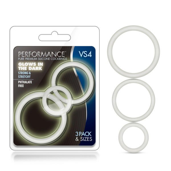 Performance vs4 - pure premium silicone cock rings - clear, Product front view and box front view | Flirtybay.com.au